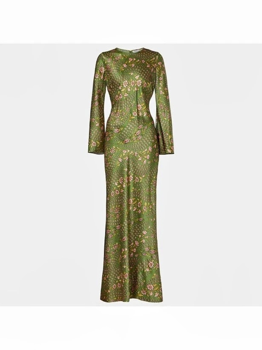 NWOT Veronica Beard Gemma Silk-Blend Satin Maxi Dress Green & Pink Medium - Picture 4 of 11
